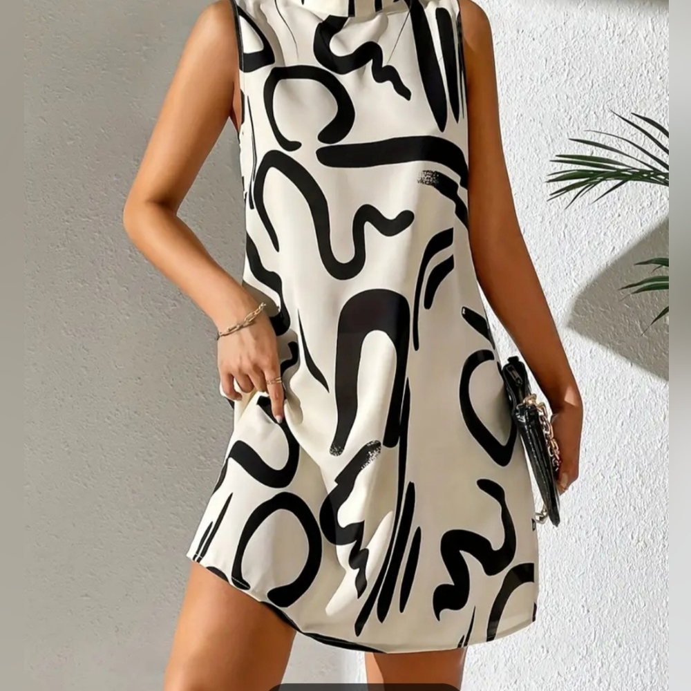 Black and White Print Tank Dress